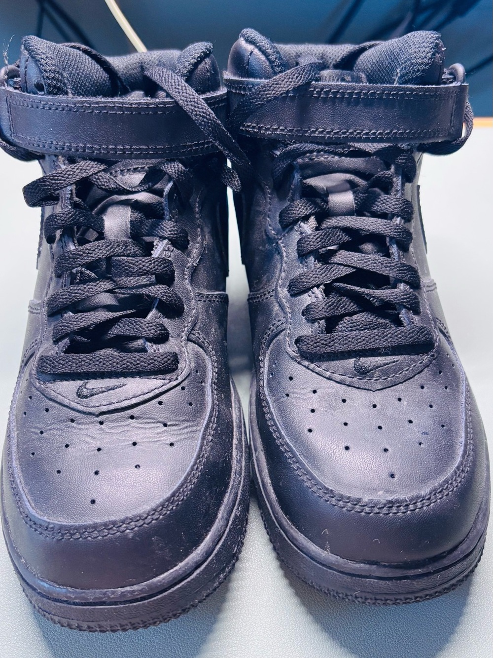 Nike Kids Air Force 1 Black High-Top Sneakers with Strap
